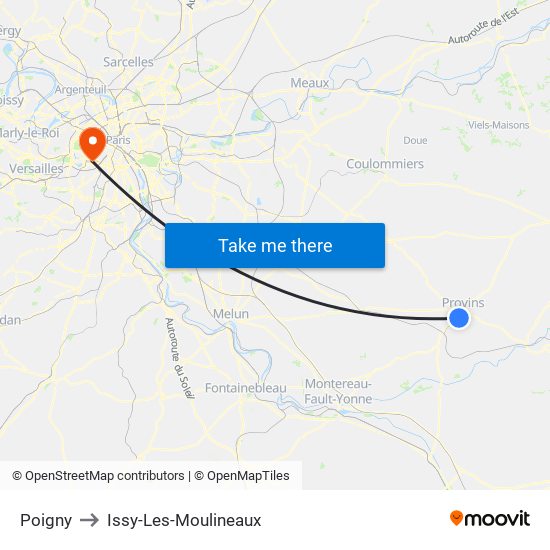 Poigny to Issy-Les-Moulineaux map