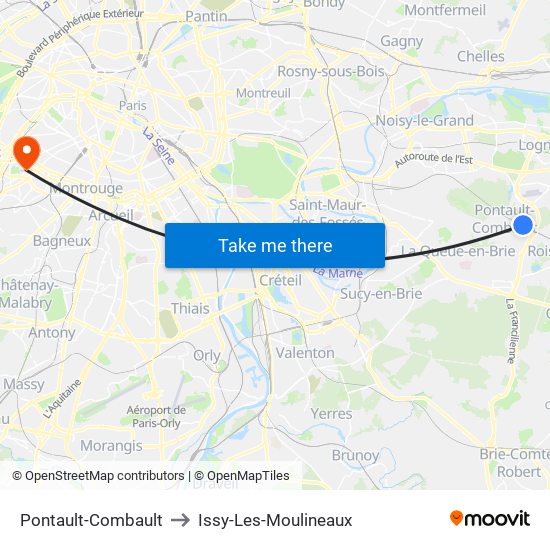 Pontault-Combault to Issy-Les-Moulineaux map