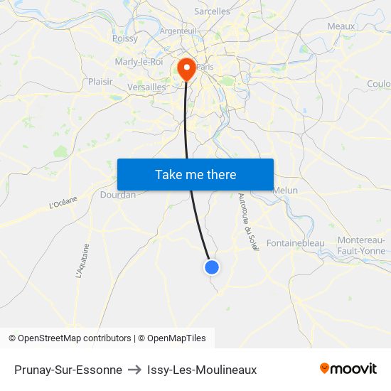 Prunay-Sur-Essonne to Issy-Les-Moulineaux map