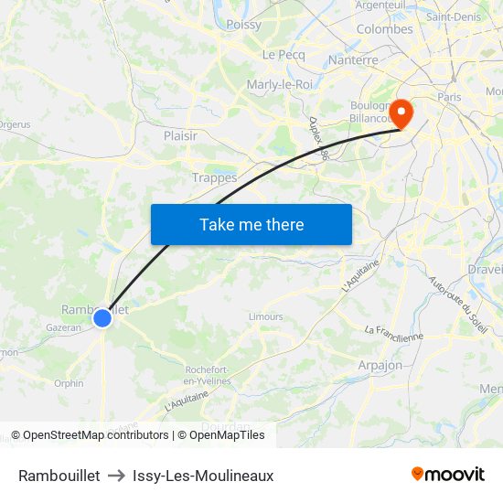 Rambouillet to Issy-Les-Moulineaux map