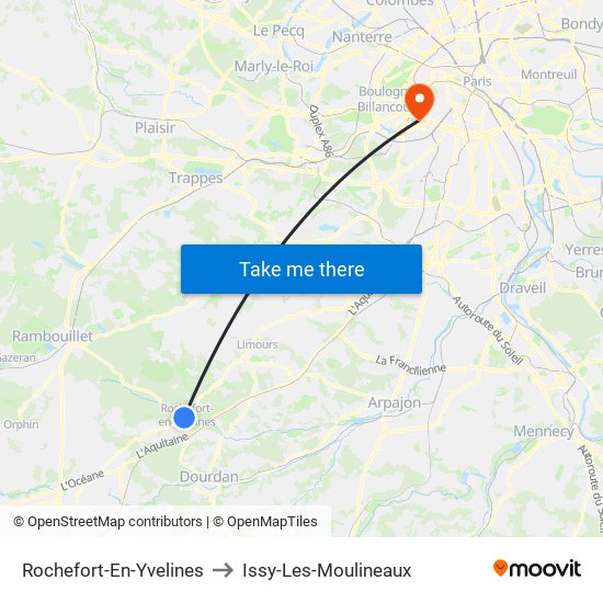 Rochefort-En-Yvelines to Issy-Les-Moulineaux map