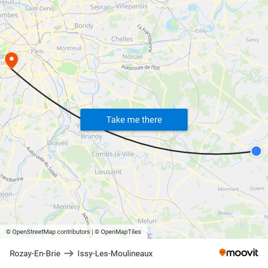 Rozay-En-Brie to Issy-Les-Moulineaux map