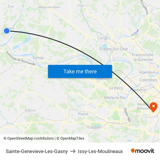 Sainte-Genevieve-Les-Gasny to Issy-Les-Moulineaux map
