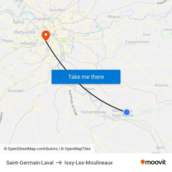 Saint-Germain-Laval to Issy-Les-Moulineaux map