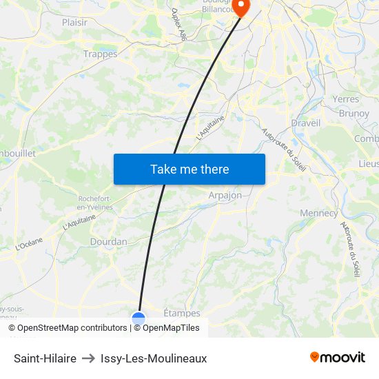 Saint-Hilaire to Issy-Les-Moulineaux map