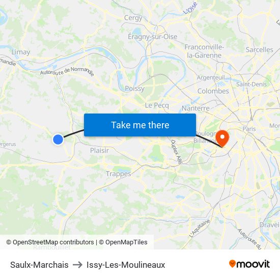 Saulx-Marchais to Issy-Les-Moulineaux map