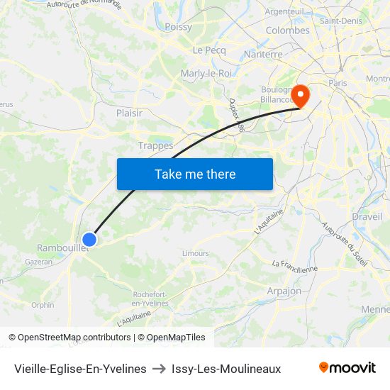 Vieille-Eglise-En-Yvelines to Issy-Les-Moulineaux map