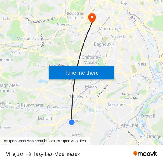 Villejust to Issy-Les-Moulineaux map