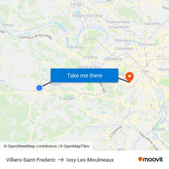 Villiers-Saint-Frederic to Issy-Les-Moulineaux map