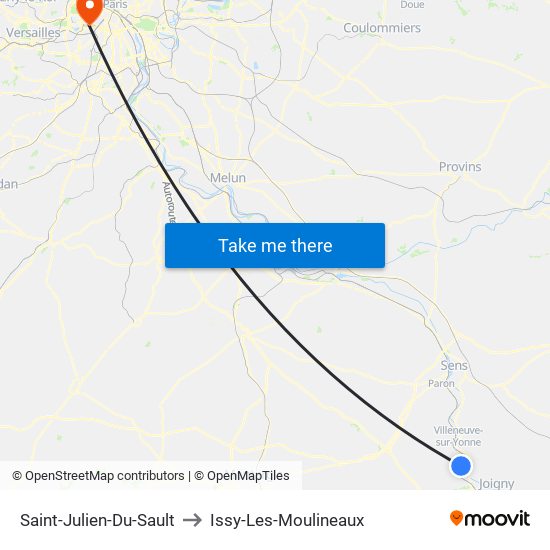 Saint-Julien-Du-Sault to Issy-Les-Moulineaux map