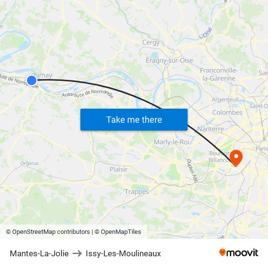 Mantes-La-Jolie to Issy-Les-Moulineaux map