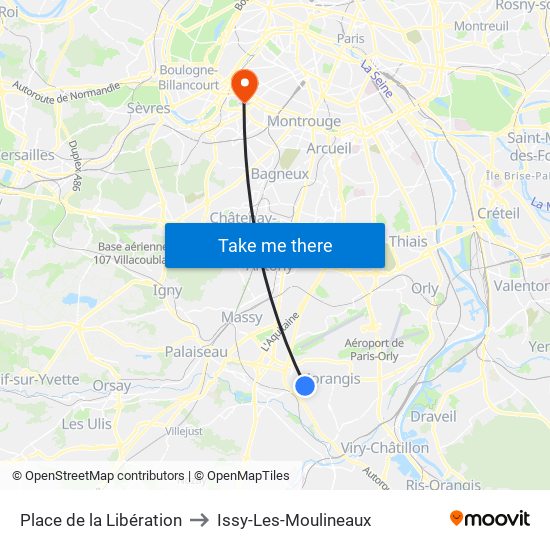 Place de la Libération to Issy-Les-Moulineaux map