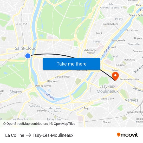 La Colline to Issy-Les-Moulineaux map