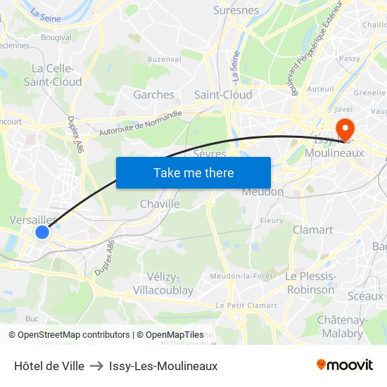 Hôtel de Ville to Issy-Les-Moulineaux map