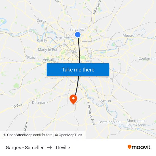 Garges - Sarcelles to Itteville map