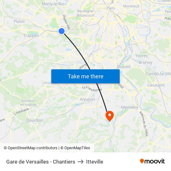 Gare de Versailles - Chantiers to Itteville map