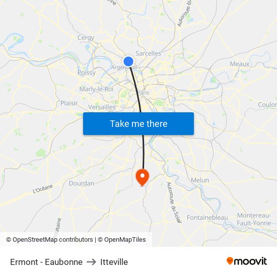 Ermont - Eaubonne to Itteville map