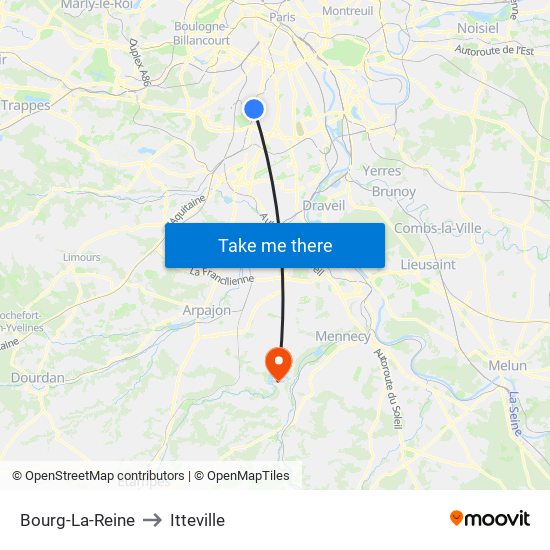 Bourg-La-Reine to Itteville map