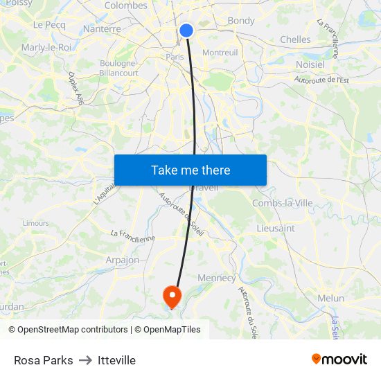 Rosa Parks to Itteville map