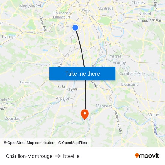 Châtillon-Montrouge to Itteville map