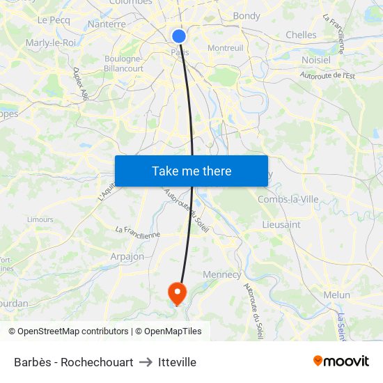 Barbès - Rochechouart to Itteville map
