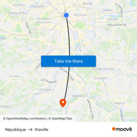 République to Itteville map
