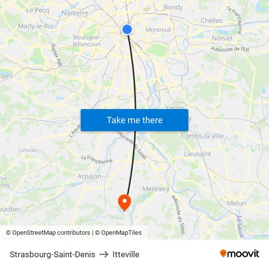 Strasbourg-Saint-Denis to Itteville map