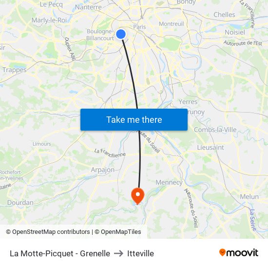 La Motte-Picquet - Grenelle to Itteville map