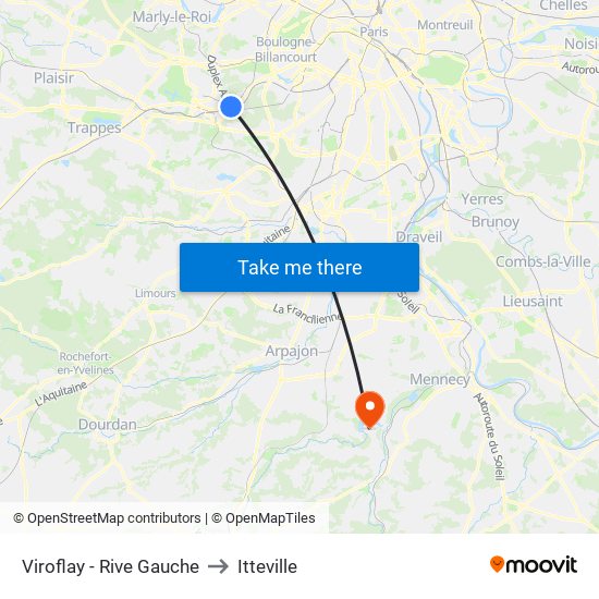 Viroflay - Rive Gauche to Itteville map