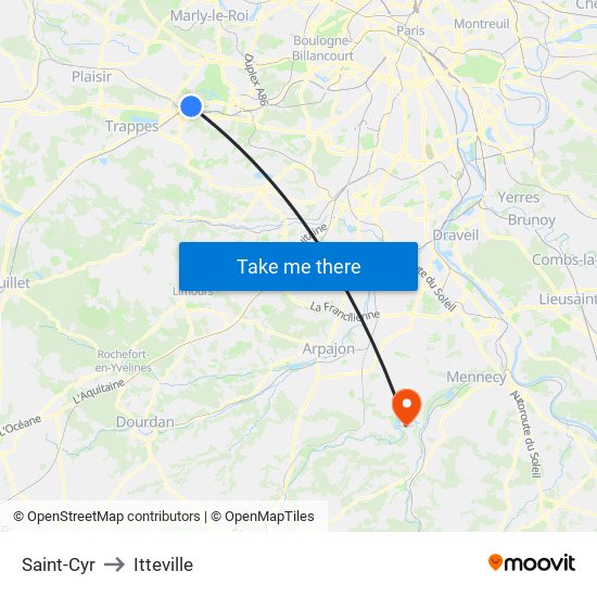 Saint-Cyr to Itteville map