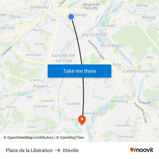 Place de la Libération to Itteville map