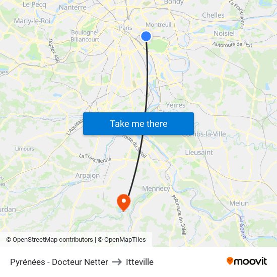 Pyrénées - Docteur Netter to Itteville map
