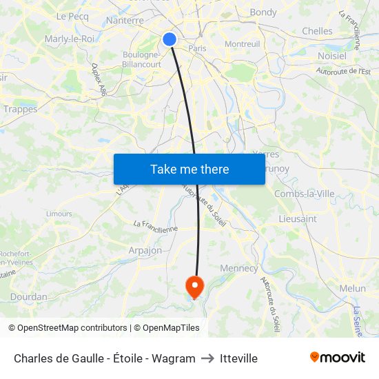 Charles de Gaulle - Étoile - Wagram to Itteville map