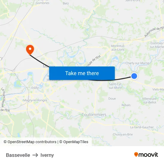 Bassevelle to Iverny map