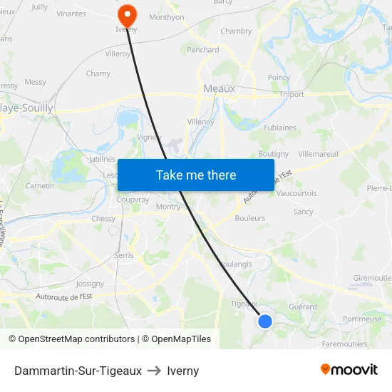 Dammartin-Sur-Tigeaux to Iverny map