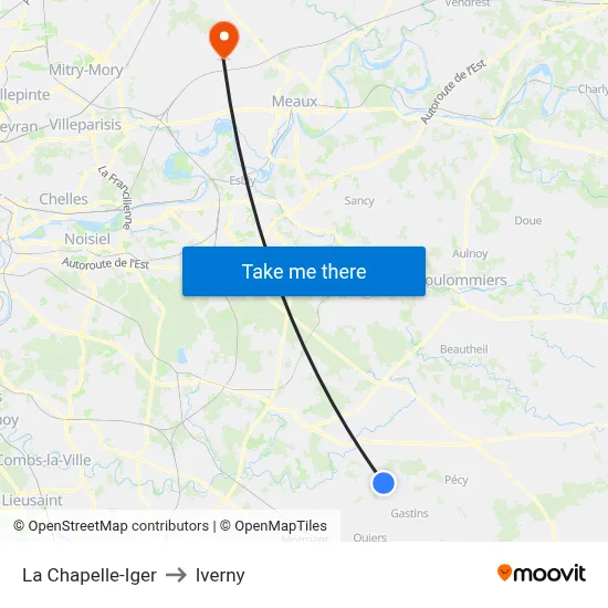 La Chapelle-Iger to Iverny map