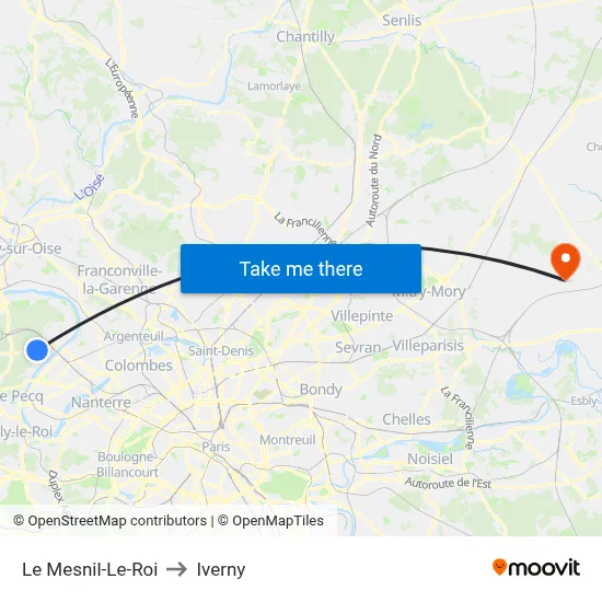 Le Mesnil-Le-Roi to Iverny map