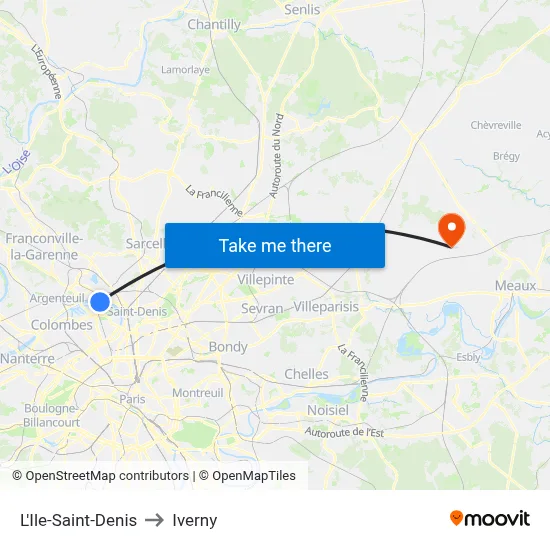 L'Ile-Saint-Denis to Iverny map