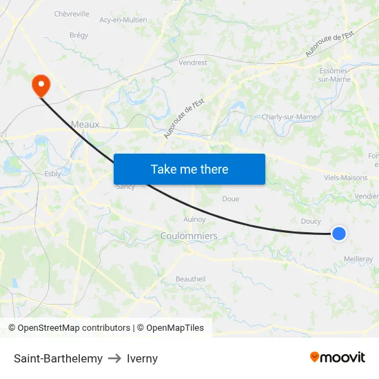 Saint-Barthelemy to Iverny map