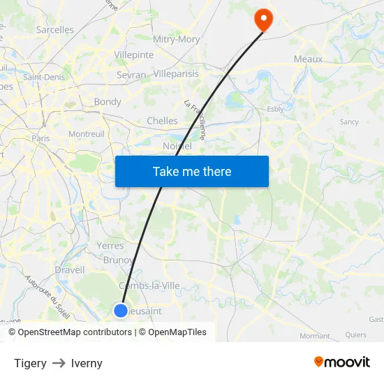 Tigery to Iverny map