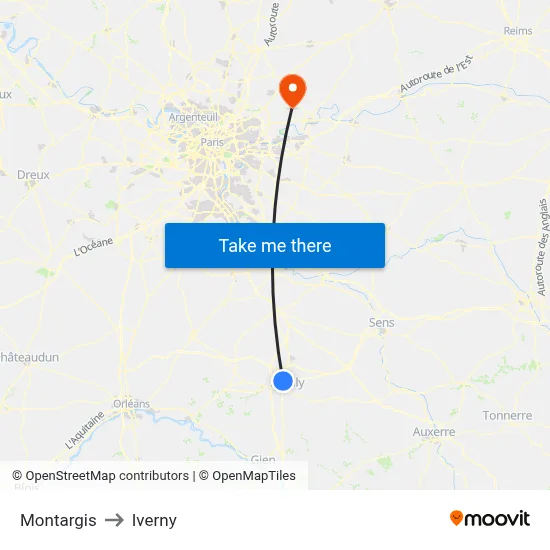 Montargis to Iverny map