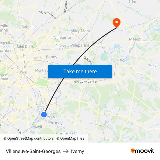 Villeneuve-Saint-Georges to Iverny map