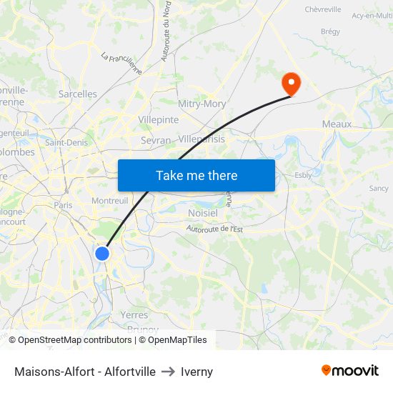 Maisons-Alfort - Alfortville to Iverny map