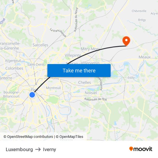 Luxembourg to Iverny map