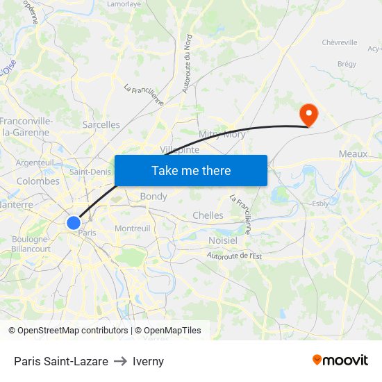 Paris Saint-Lazare to Iverny map