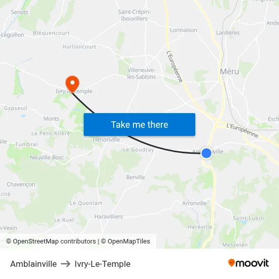 Amblainville to Ivry-Le-Temple map