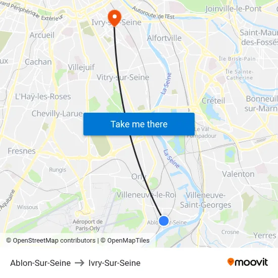 Ablon-Sur-Seine to Ivry-Sur-Seine map