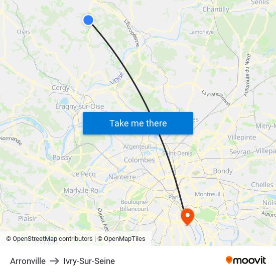 Arronville to Ivry-Sur-Seine map
