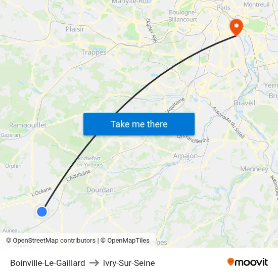 Boinville-Le-Gaillard to Ivry-Sur-Seine map