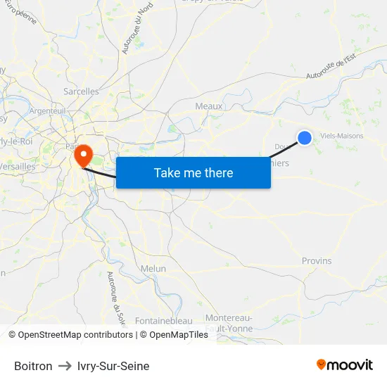 Boitron to Ivry-Sur-Seine map